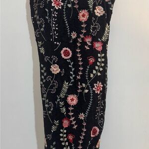 Floral Embroidered Black Dress